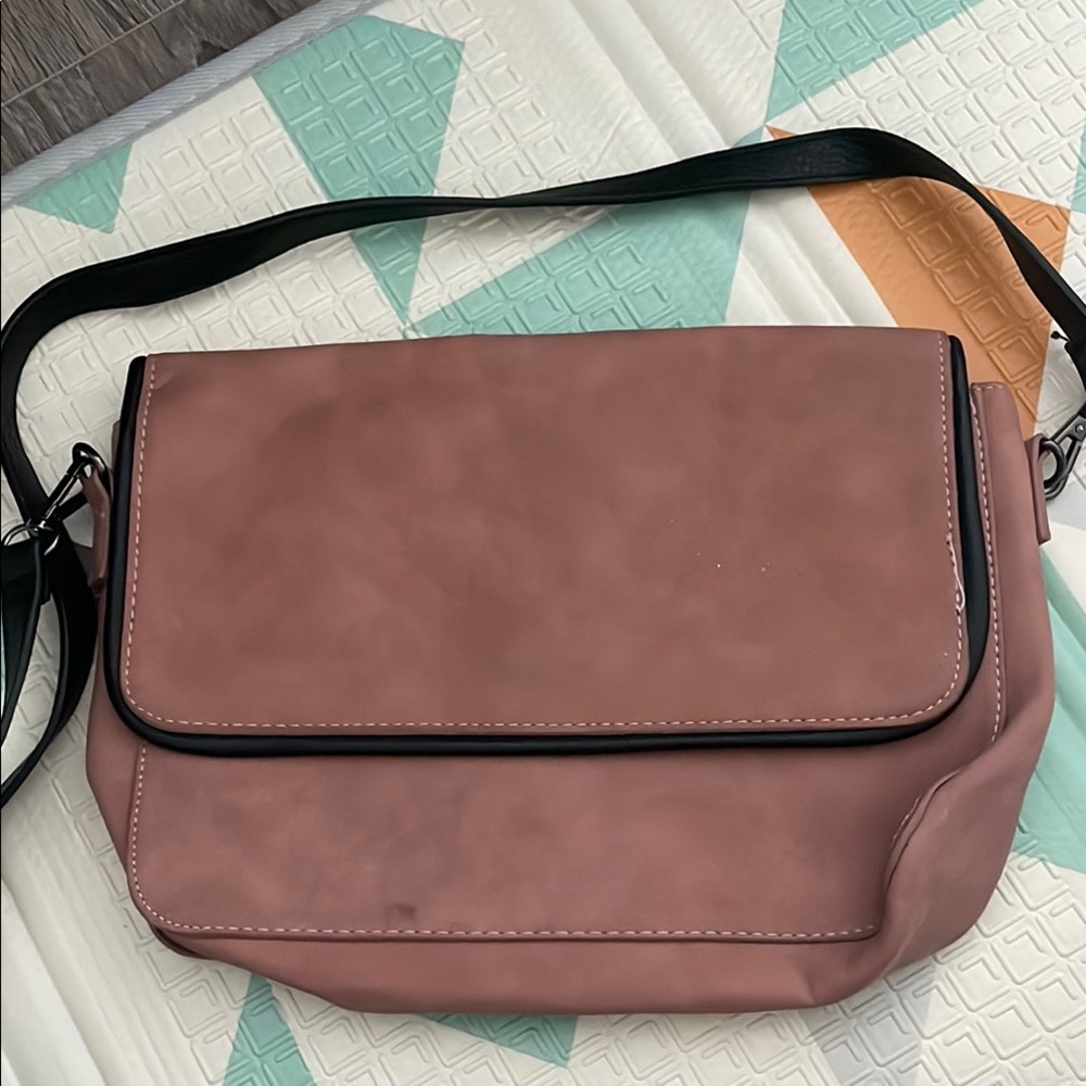 Rusty Pink Faux Suede Shoulder Bag